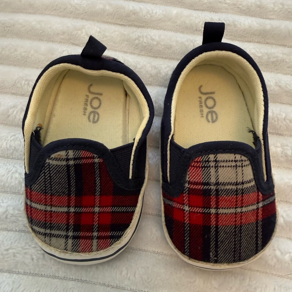 Joe Fresh Kids Plaid Slip-On Shoes - Red and Black